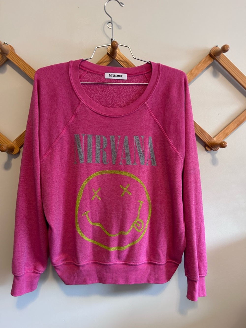 Daydreamer Hot Pink Nirvana Logo Crewneck Sweatshirt